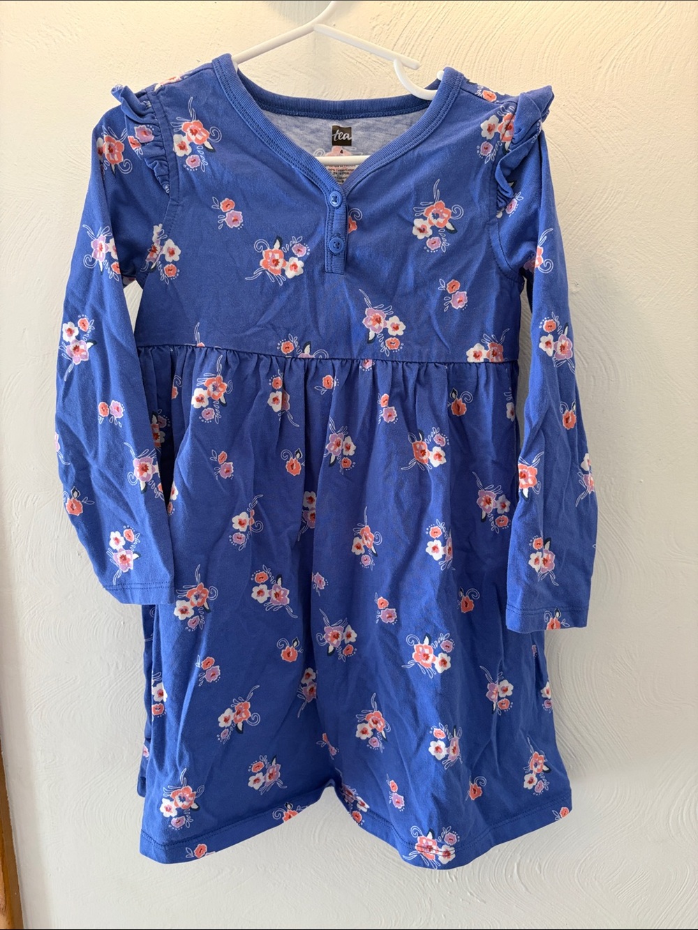 Tea Collection Royal Blue Floral Long-Sleeve Girls Dress